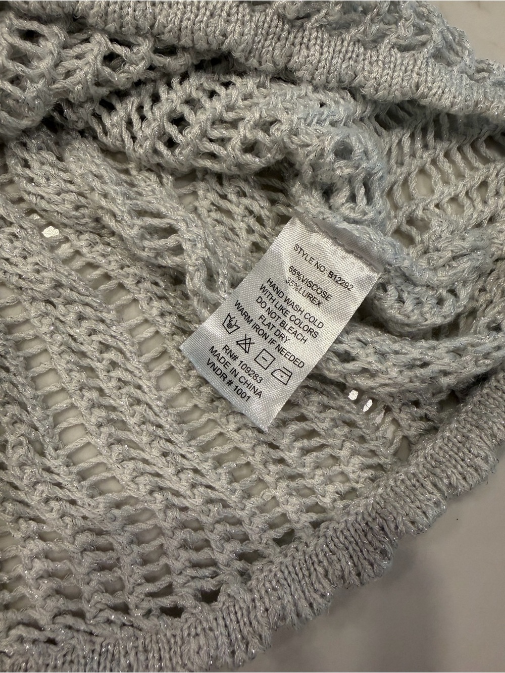 Ocean Drive Silver Metallic Open-Knit Crochet Mini Skirt - Picture 5 of 7